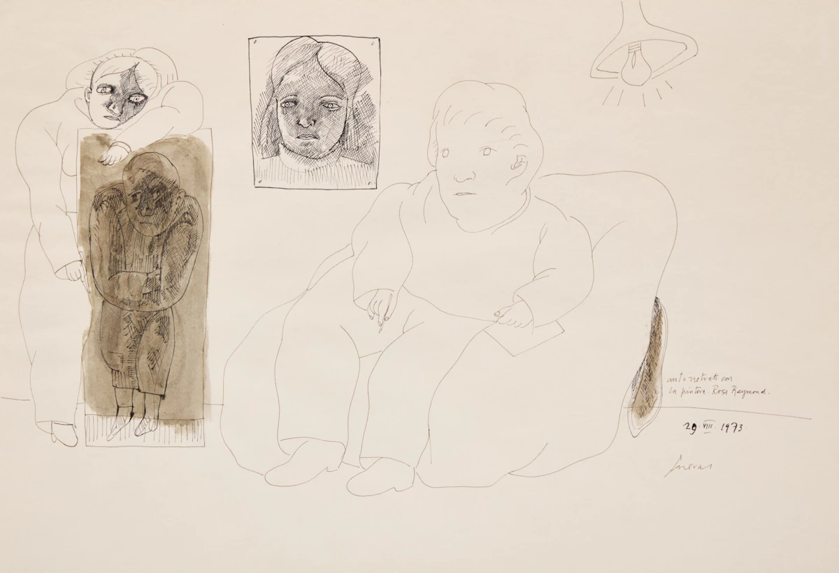 Two Studies: Prostituta de Acapulco II and Autorretrato con la pintura Rosa Raymond by José Luis Cuevas