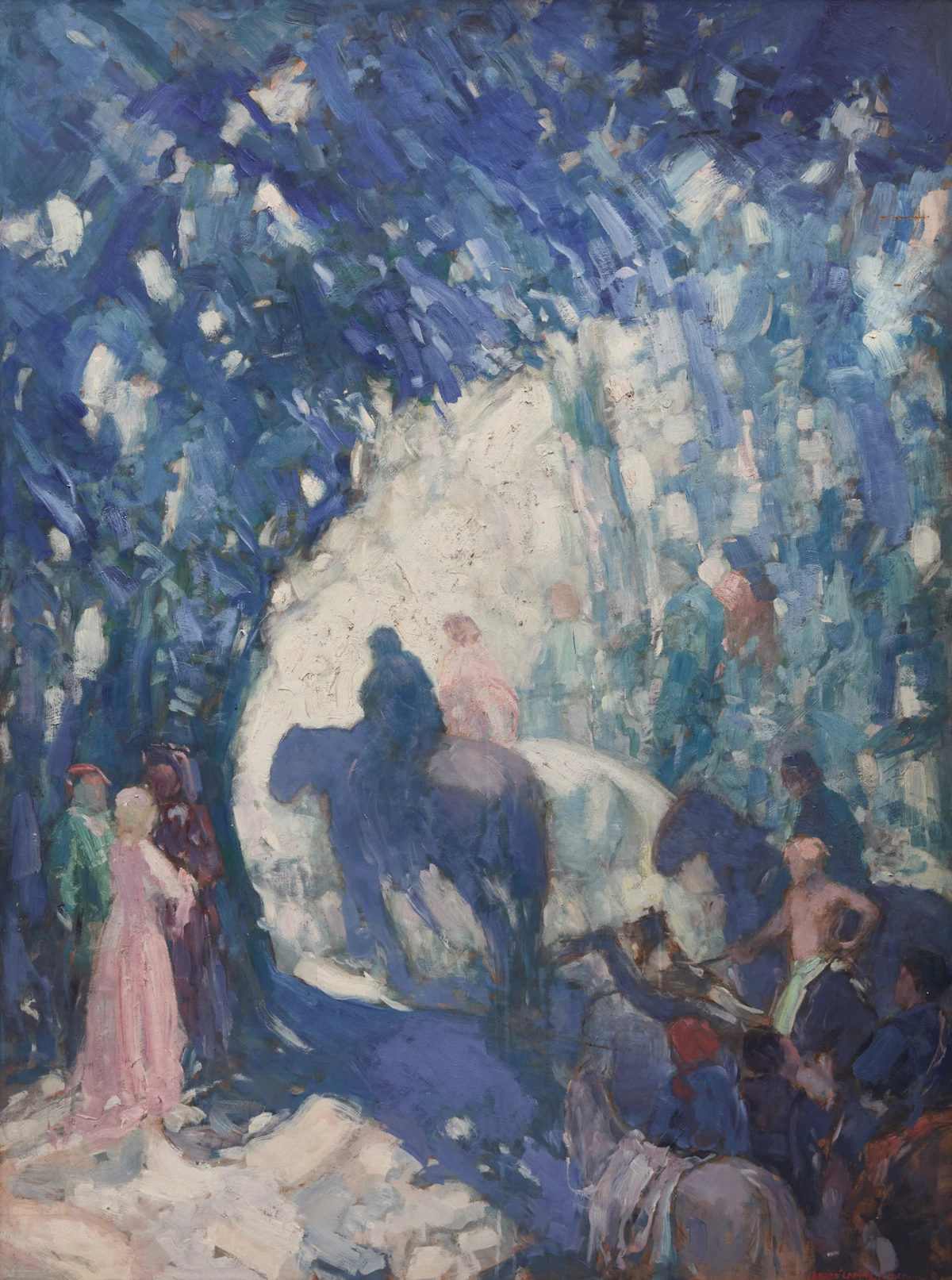 Andréas Christian Gottfried Lapine, Mystical Scene, oil on masonite