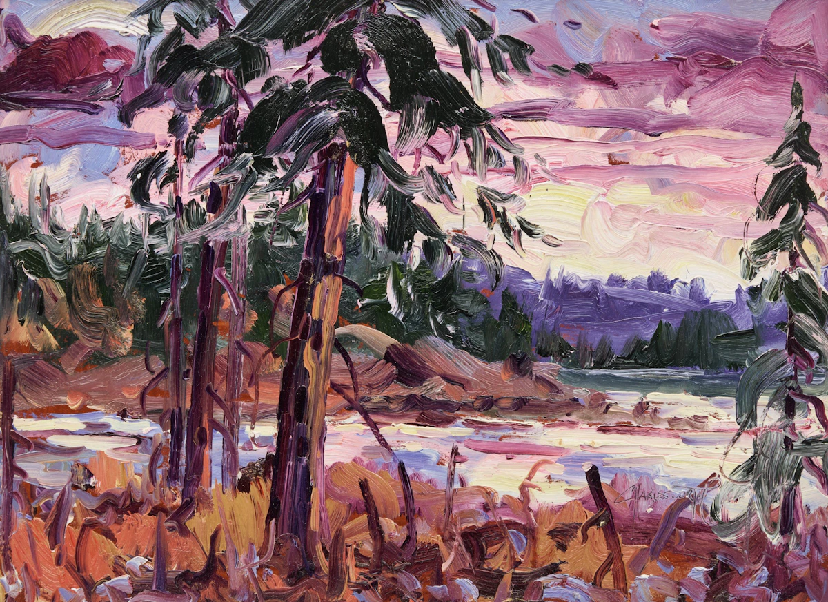 Rod Charlesworth, Northern Pines (Evening), oil on masonite