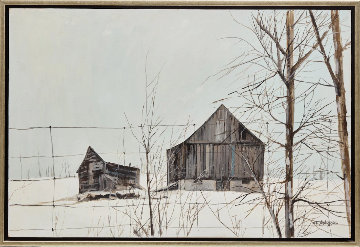 Arto Yubasiyan, Barns in the Winter, oil on board - view 2