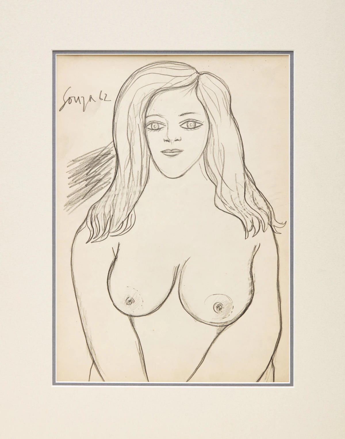 Francis Newton Souza, Nude, pencil on paper, 1962 - view 2