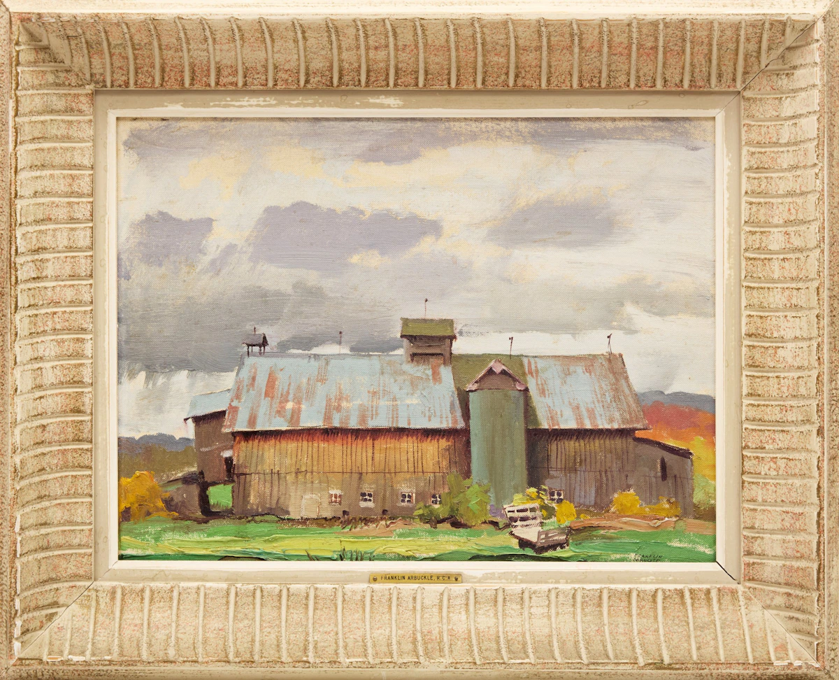 George Franklin Arbuckle, Old Barn Near Knowlton, Quebec, oil on board - view 2