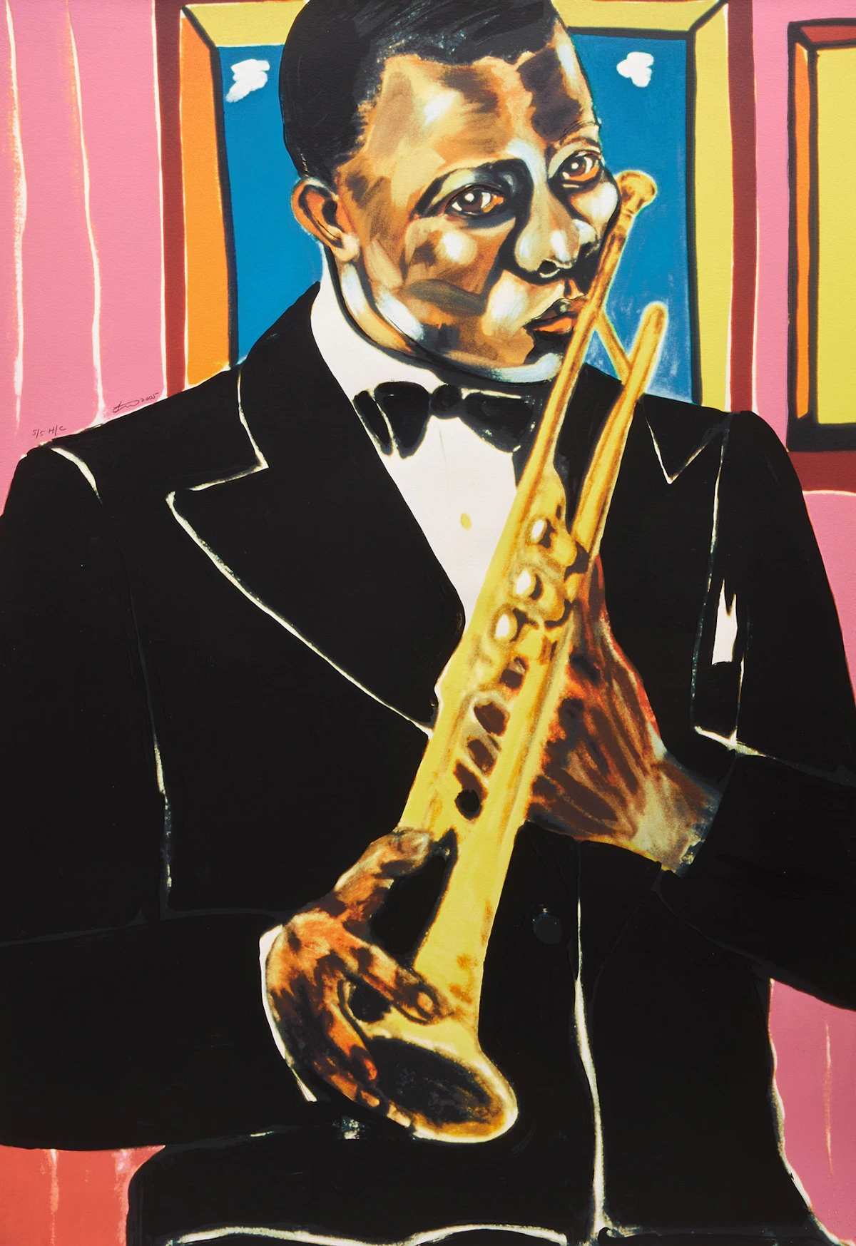 Frederick James Brown, Johnny Hodges and Louis Armstrong from Jazz Series, two colour screenprints, 2005 - view 3