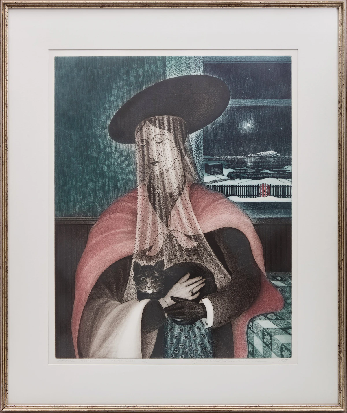 David Lloyd Blackwood, Lone Mummer with Cat, etching and aquatint, 1987 - view 2
