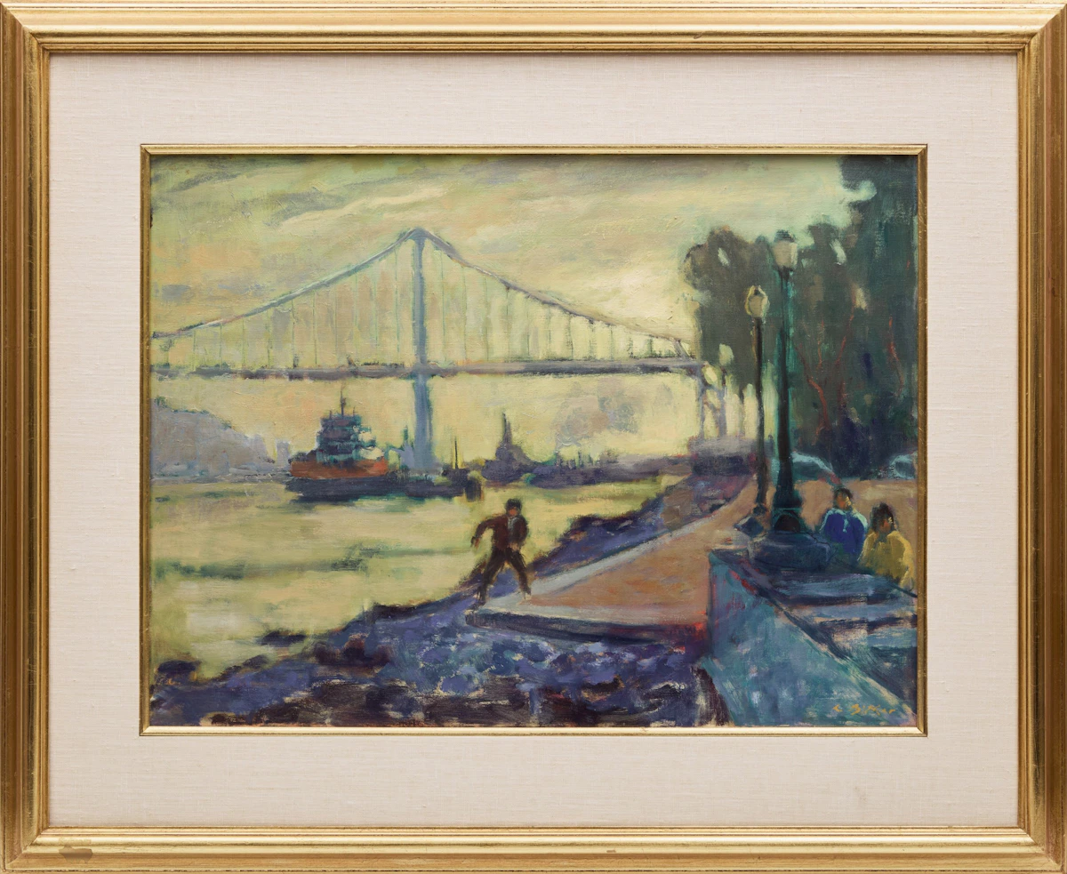 Antoine Bittar, Bridge Near Lisbon, oil on canvas, 1991 - view 2