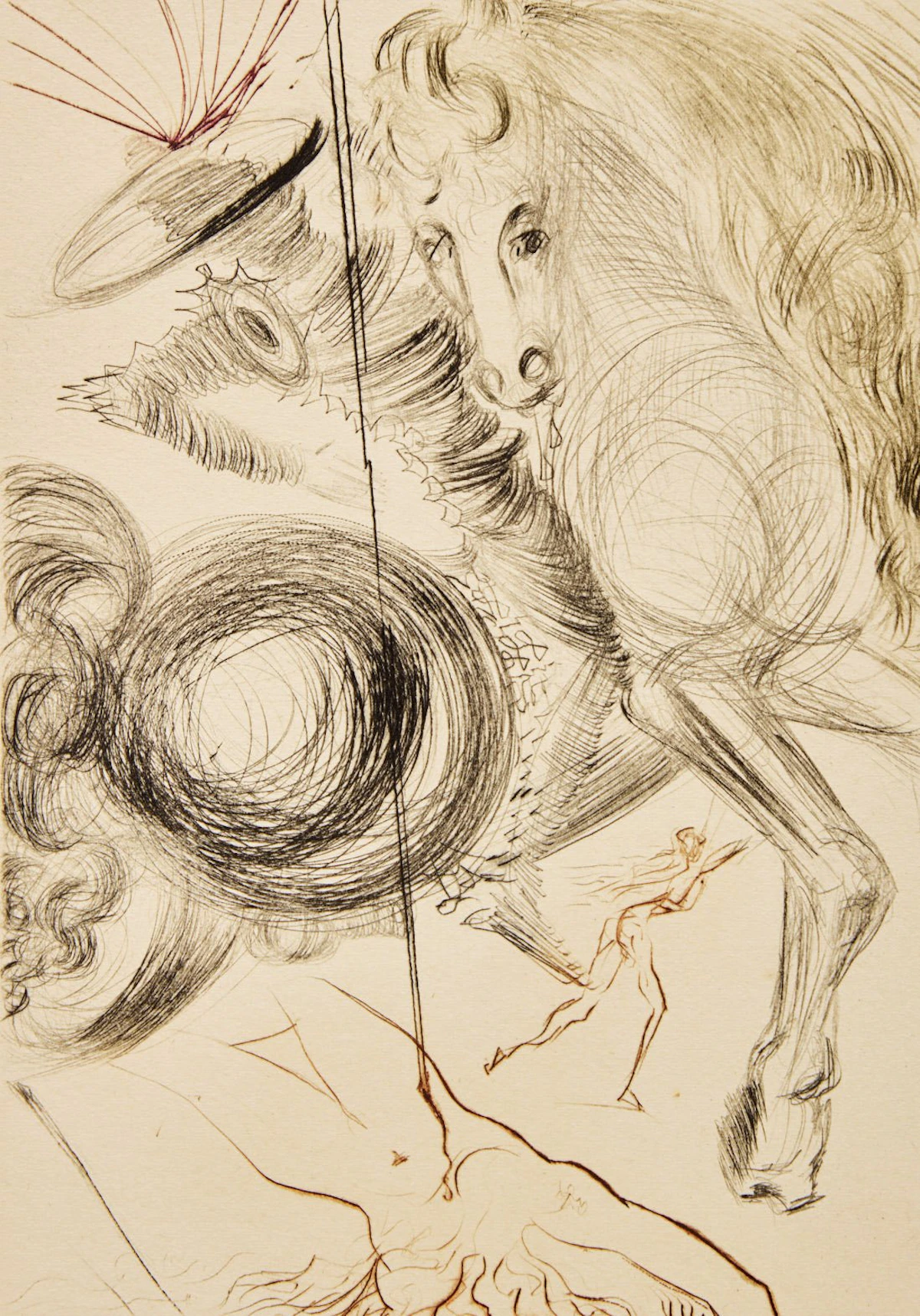 Salvador Dalí, The Decameron (M. & L. 552-561), complete set of ten drypoints in colours on Chiffon de la Dore paper, 1972 - view 10
