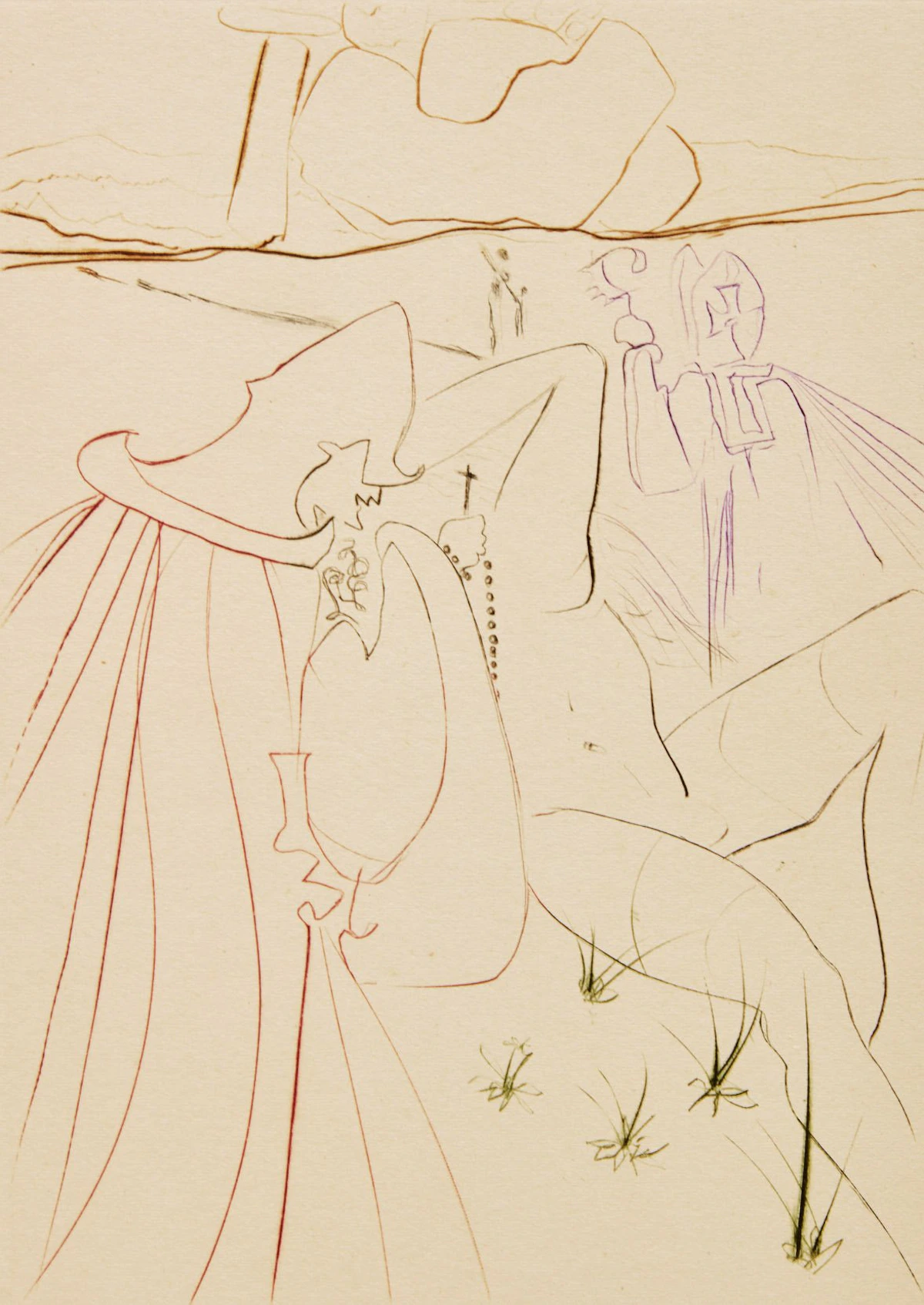 Salvador Dalí, The Decameron (M. & L. 552-561), complete set of ten drypoints in colours on Chiffon de la Dore paper