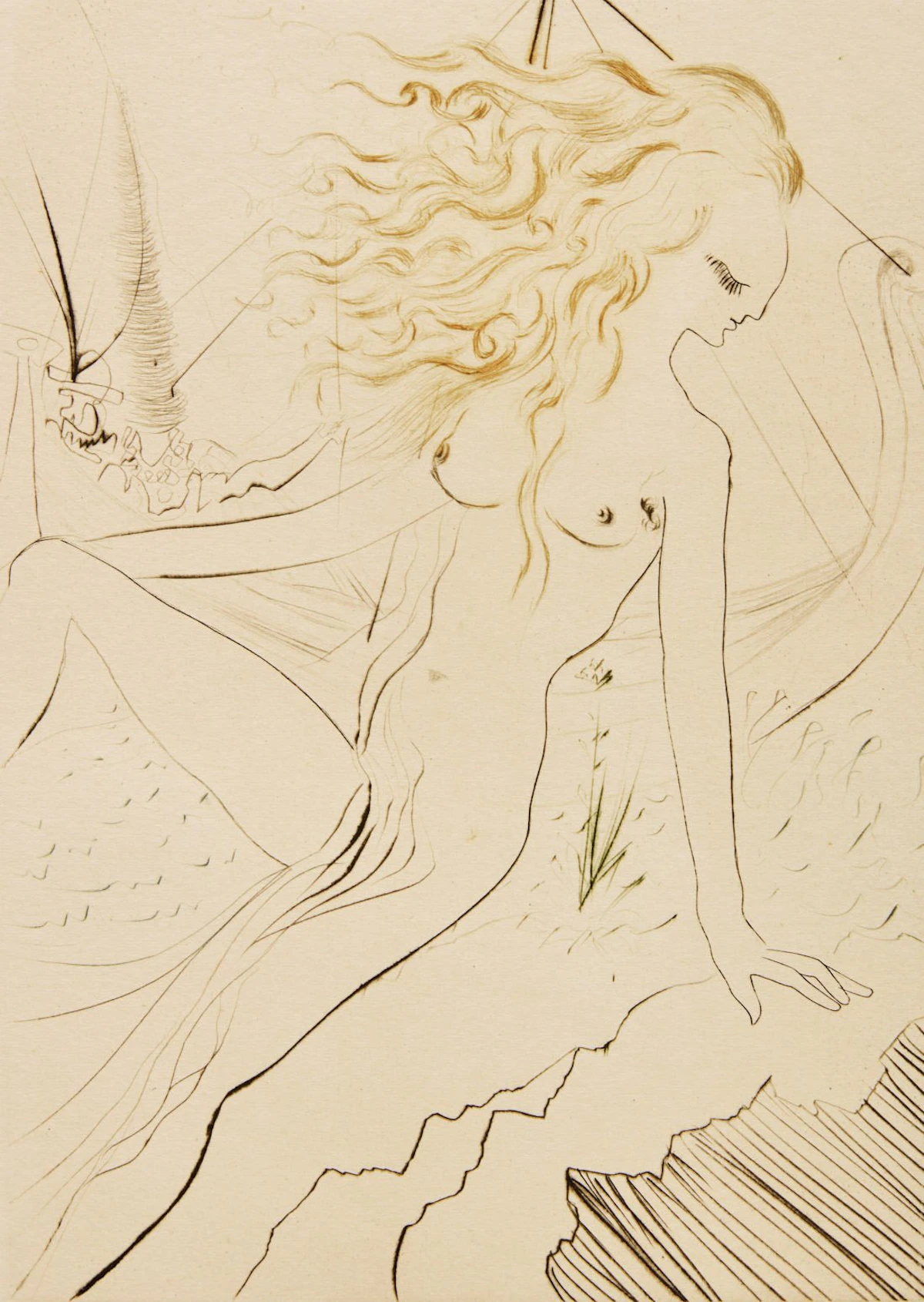 Salvador Dalí, The Decameron (M. & L. 552-561), complete set of ten drypoints in colours on Chiffon de la Dore paper, 1972 - view 9