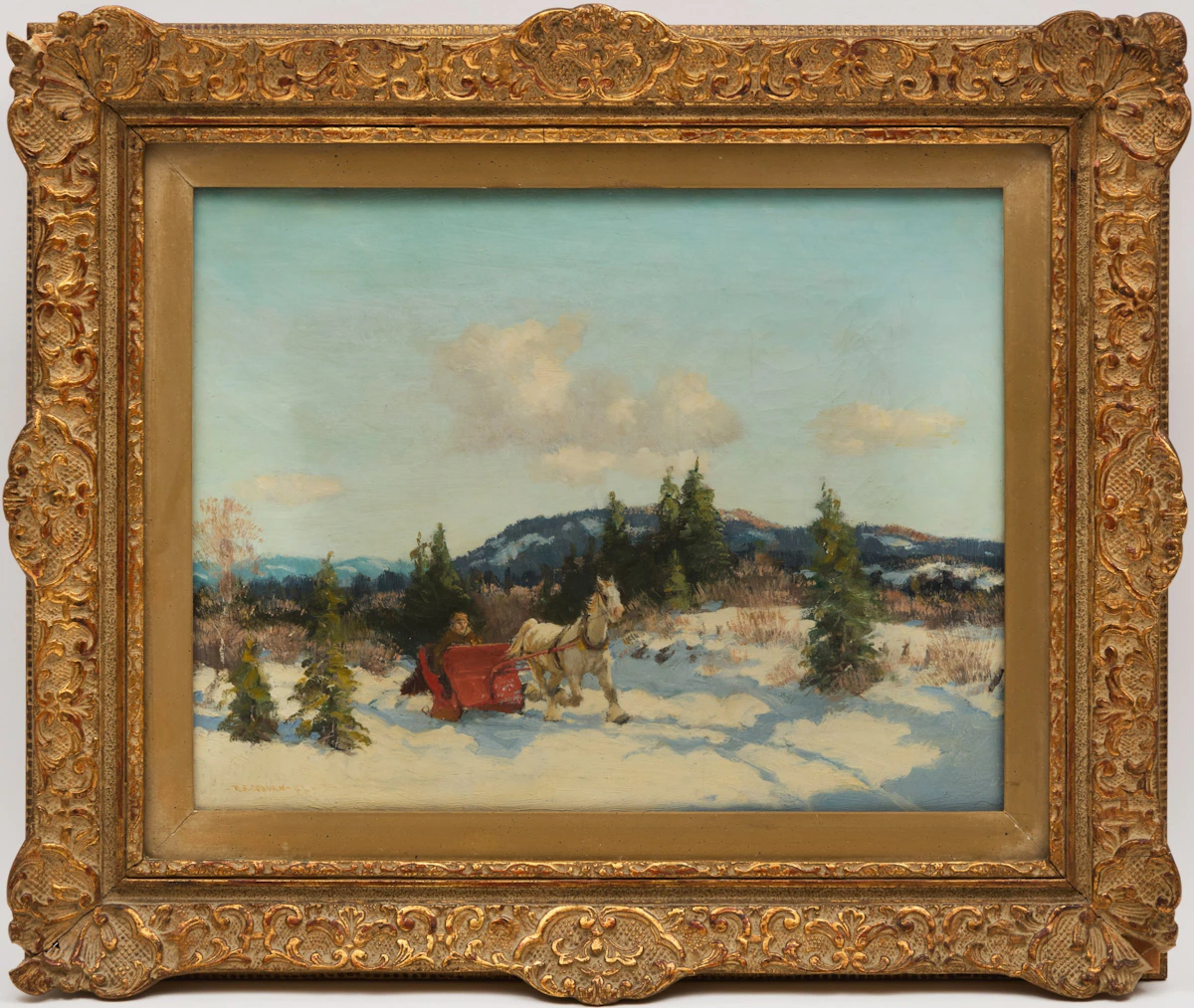 Frederick Simpson Coburn, Winter Sleighing Scene, oil on canvas, 1942 - view 2
