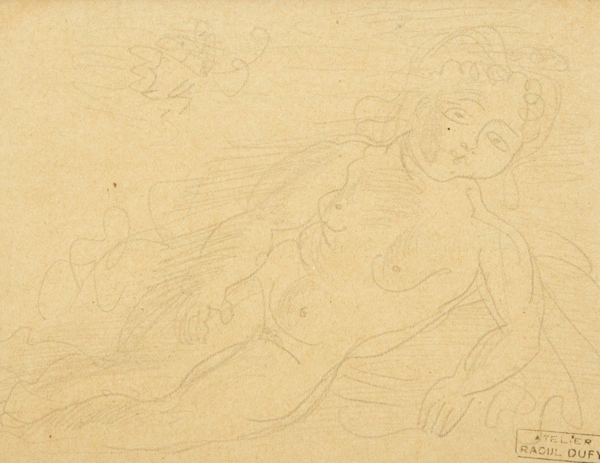 Femme nue allongée au papillon by Raoul Dufy