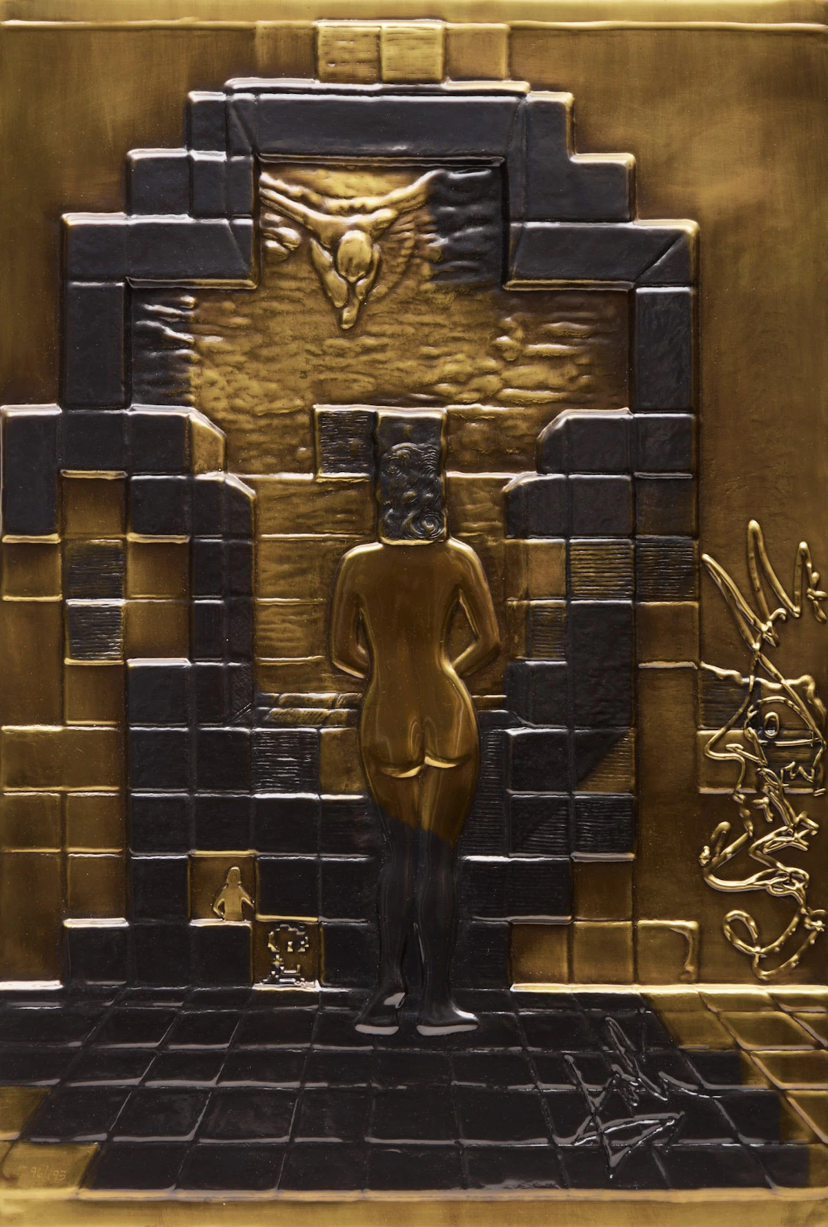 Salvador Dalí, Lincoln in Dalivision, bronze bas-relief plaque