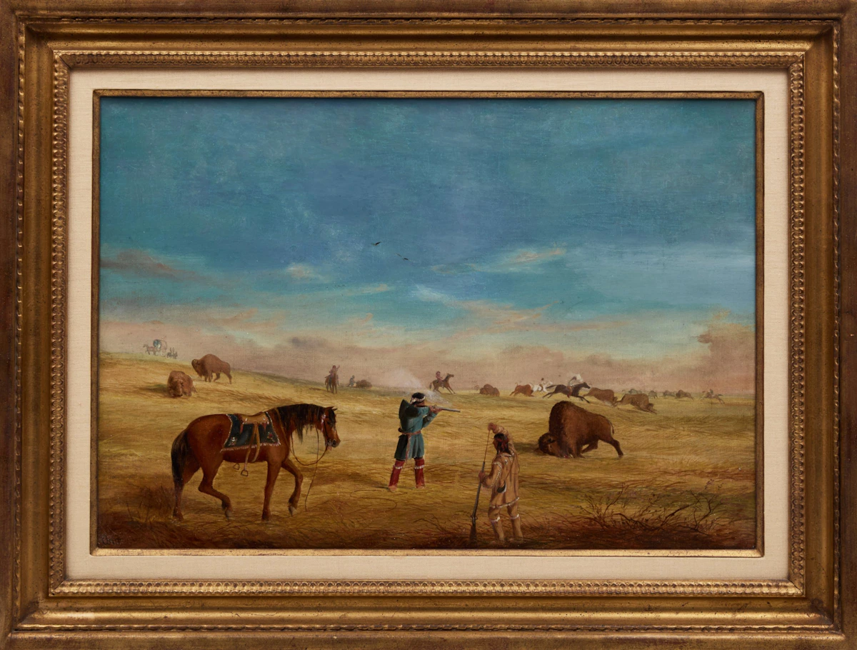 William Armstrong, Indians Hunting Buffalo, oil on canvas - view 2