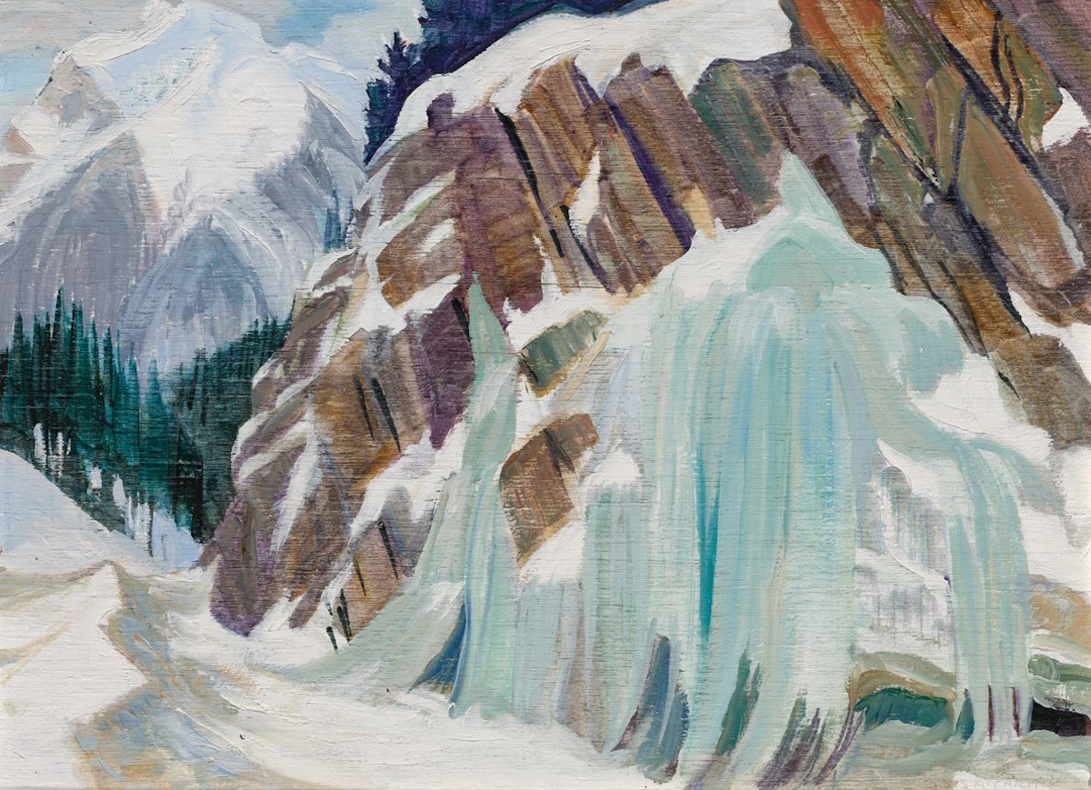 Doris Jean McCarthy, Icicles near the Spiral Tunnel, oil on board