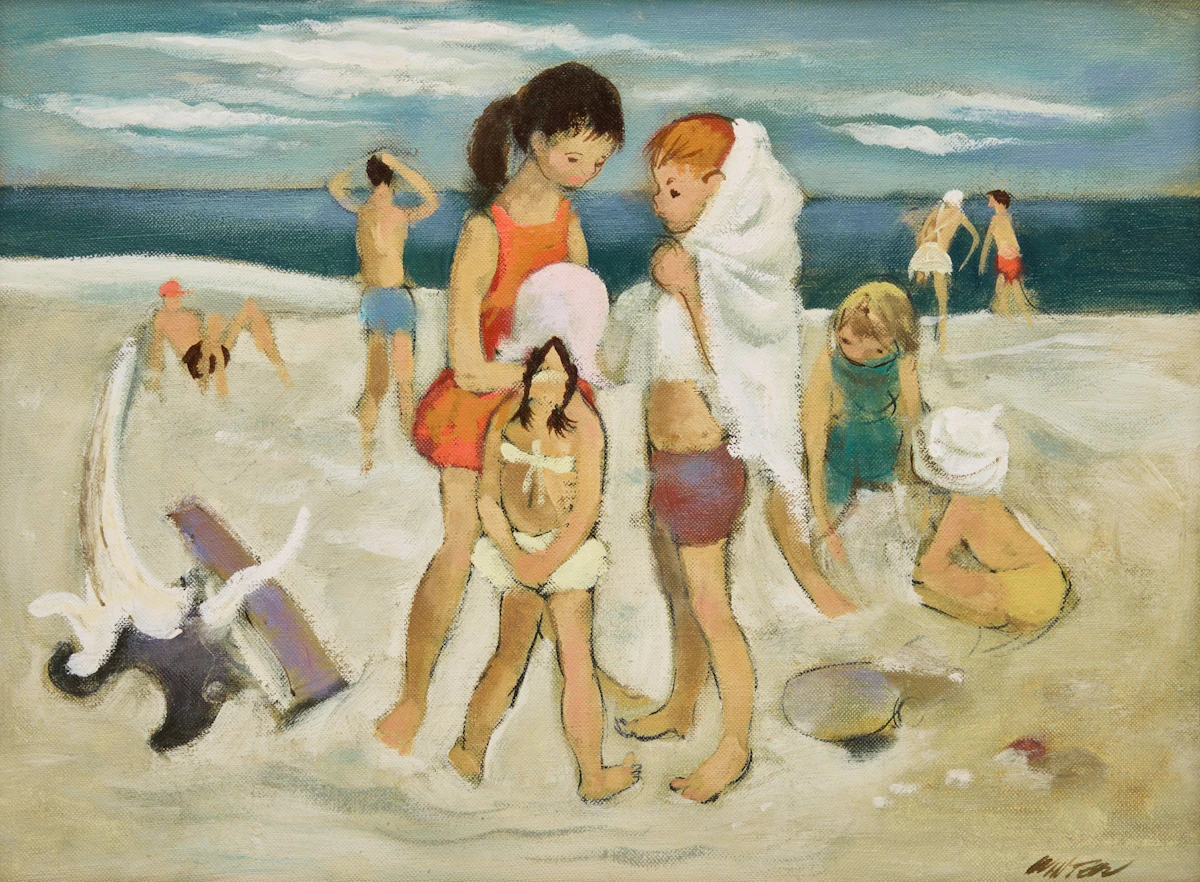 William Arthur Winter, At Cherry Beach, oil on board