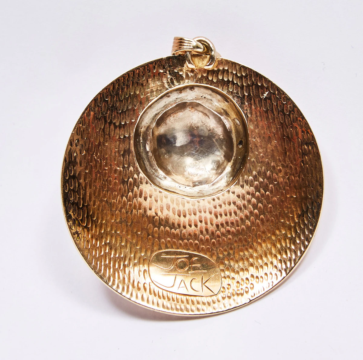 Joseph Franklin Jack, Moon/Seal Pendant; Moon Earrings, 14 karat gold and silver pendant  and 14 karat gold and silver earrings - view 2