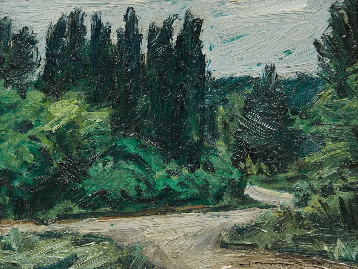 Jacques Godefroy de Tonnancour, Sans titre (Paysage), oil on board