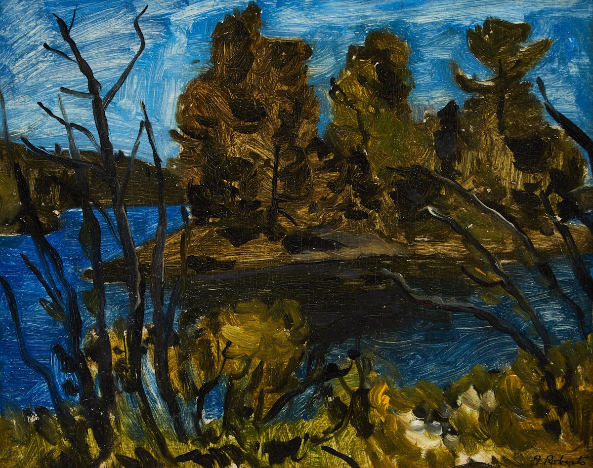 William Goodridge Roberts, Île sur le lac, oil on board