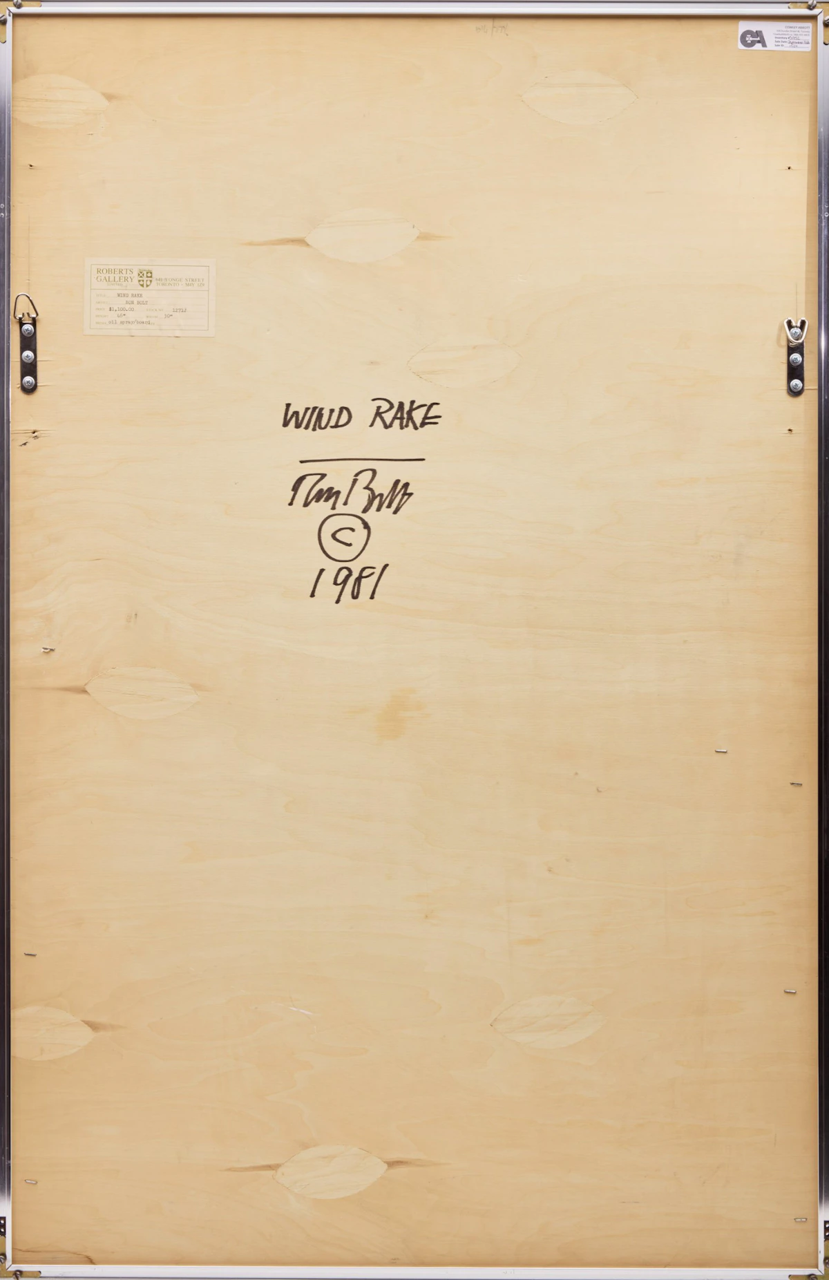 Ronald William Bolt, Wind Rake, oil and spray on board, 1981 - view 3