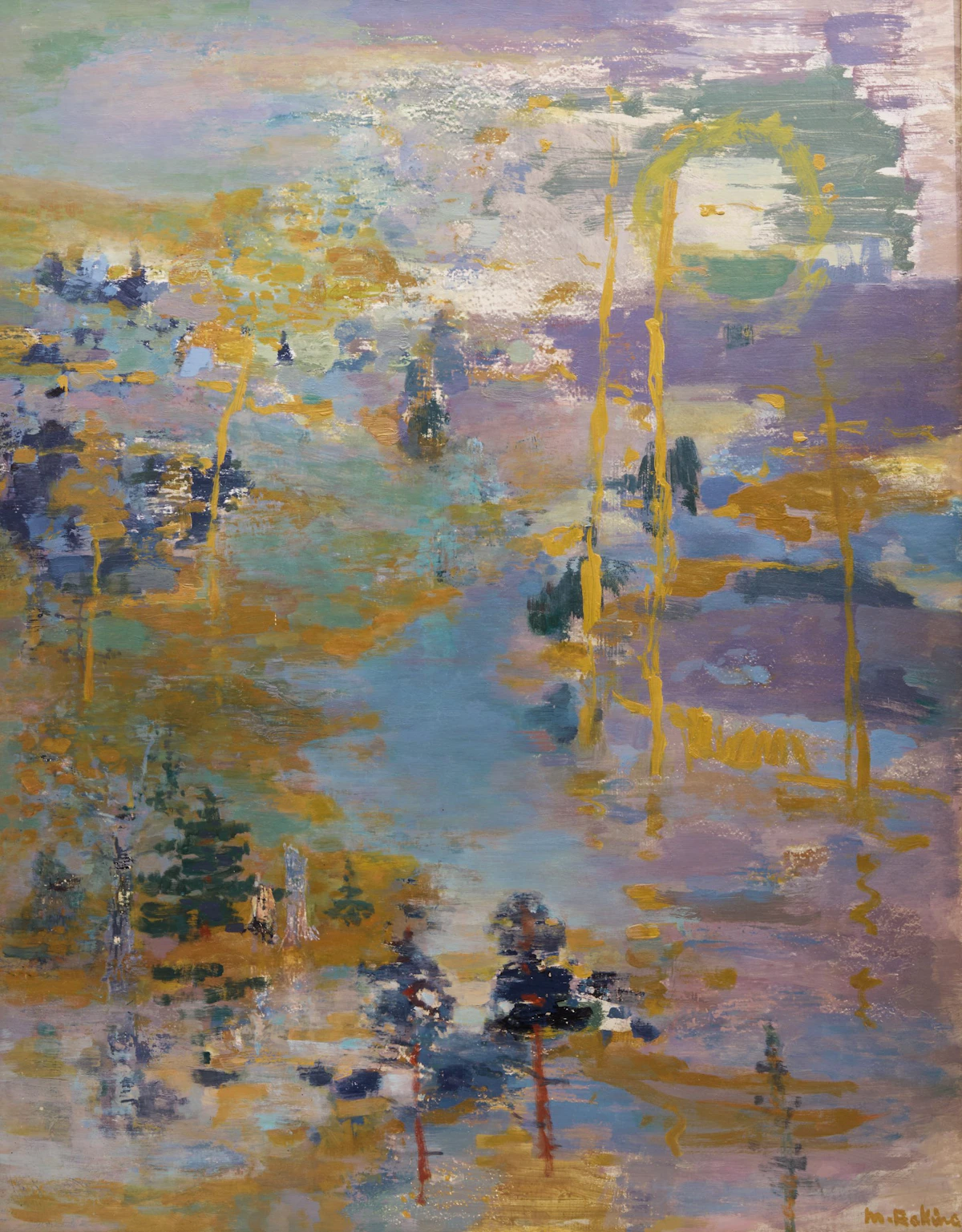 Marthe Rakine, The Winding River, oil on board