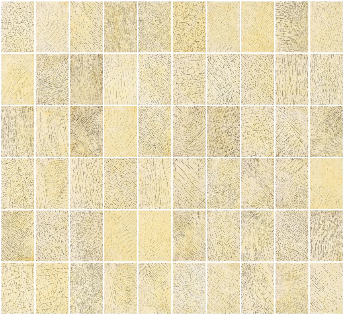 Evan Penny, Skin #1, bleached beeswax, intaglio and oil on 60 panels