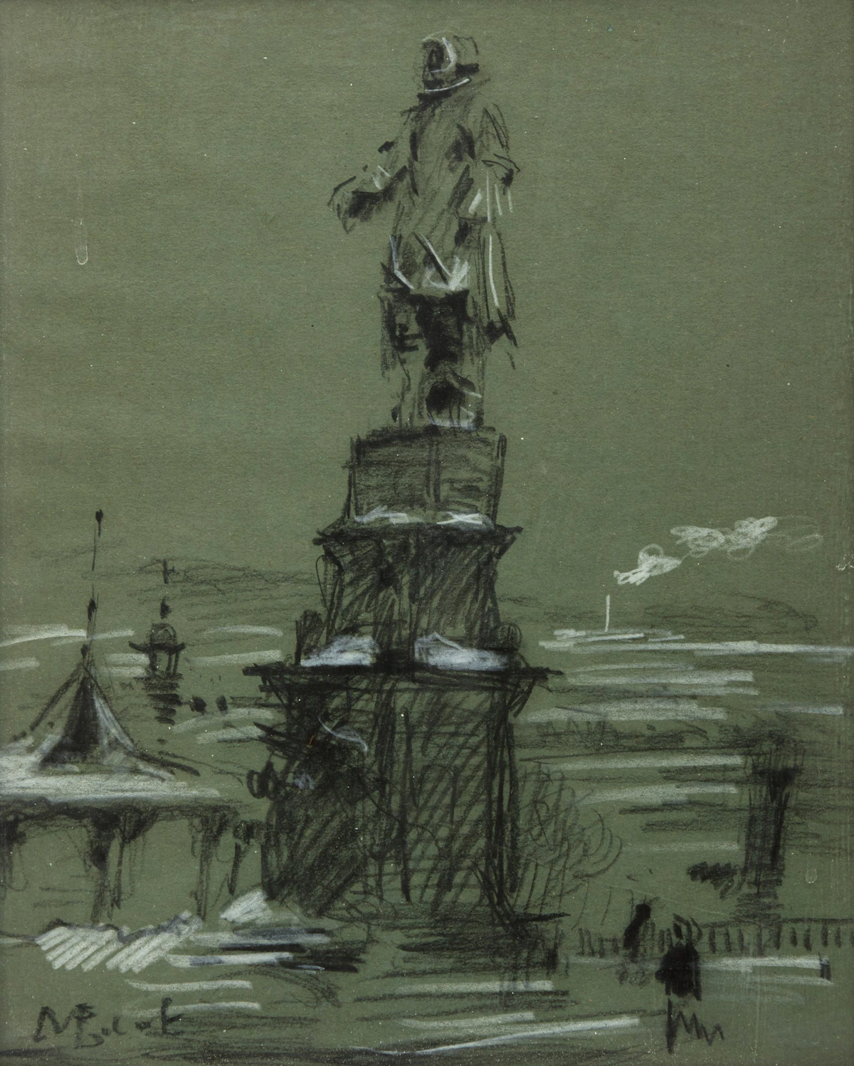 Robert Wakeham Pilot, Champlain Monument, Quebec, P.Q., pastel