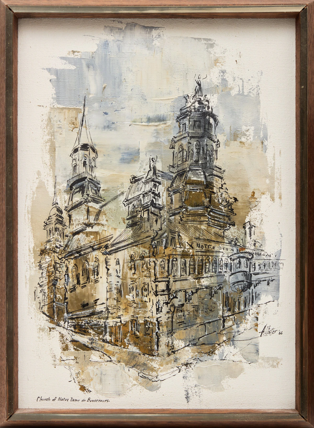 William Allister, Rue de Lanaudiere, Montreal; Church of Notre Dame de Bonsecours, two oils on canvas each mounted on board, 1966 - view 2