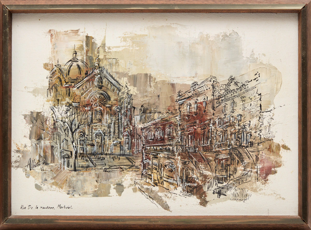 William Allister, Rue de Lanaudiere, Montreal; Church of Notre Dame de Bonsecours, two oils on canvas each mounted on board, 1966 - view 5