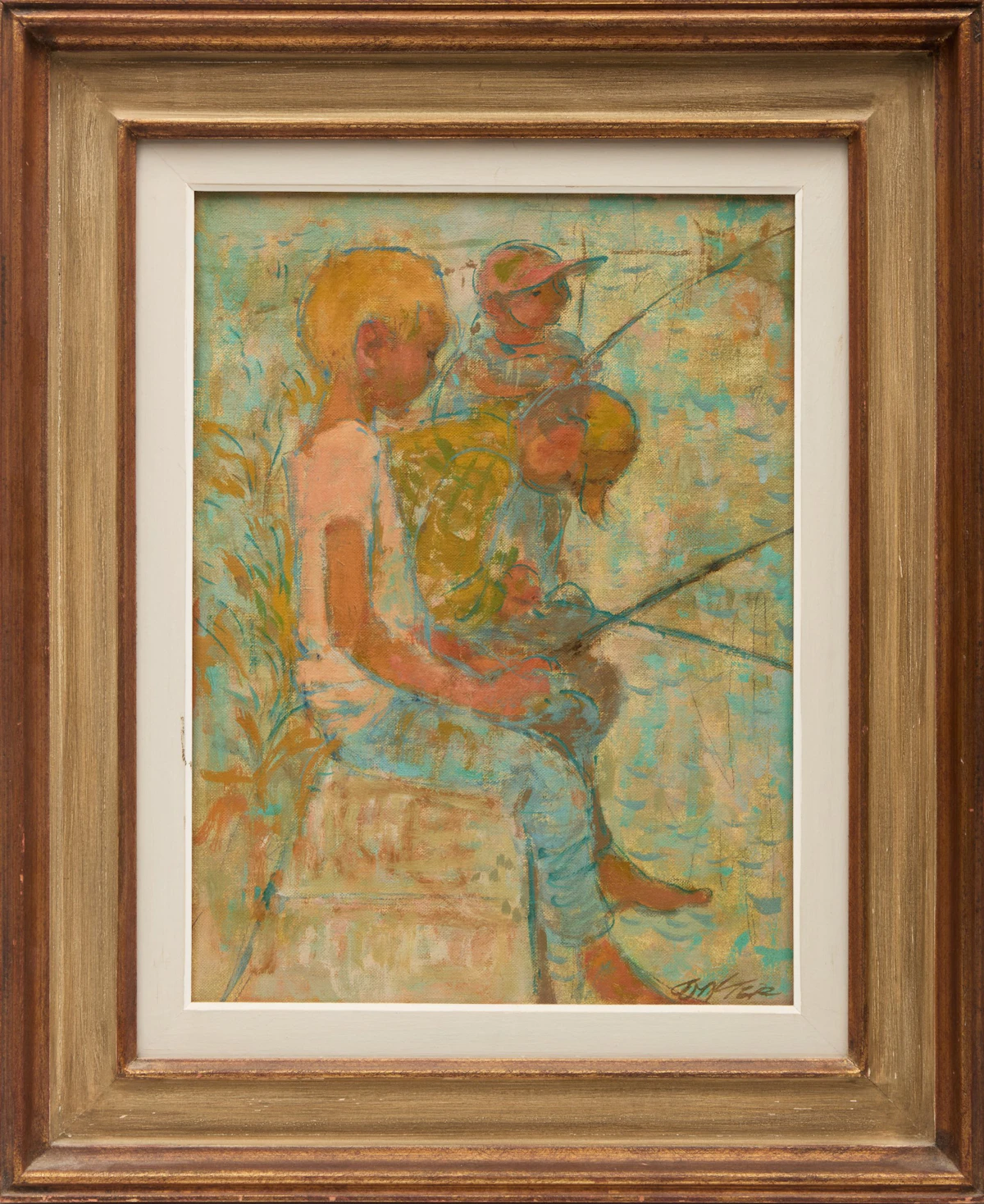 William Arthur Winter, Boys Fishing, oil on canvas board - view 2