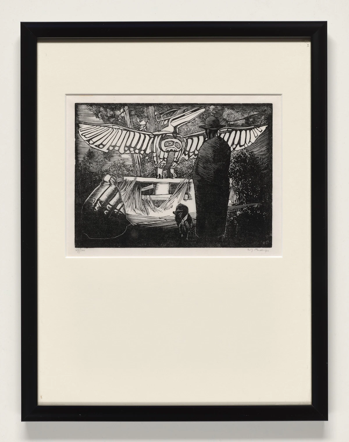 Walter Joseph Phillips, Thunderbird Alert Bay; House of the Gulls. Karlukwees, two woodcut prints, 1930 - view 2