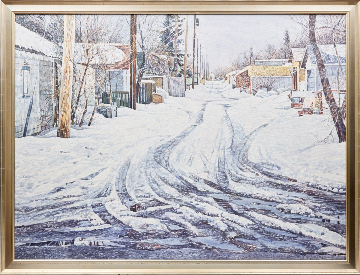 Wilf Perreault, Fresh Tracks, acrylic on canvas, 1982 - view 2