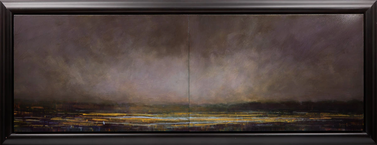 James Lahey, Red Sky in the Morning Over a Field (from my 900 SP), acrylic on canvas (diptych), 1993 - view 2