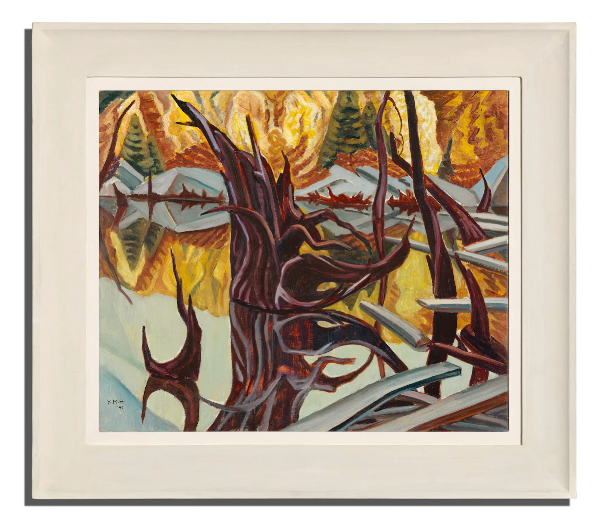 Yvonne McKague Housser, Autumn Gold, double-sided oil on board, 1947 - view 2