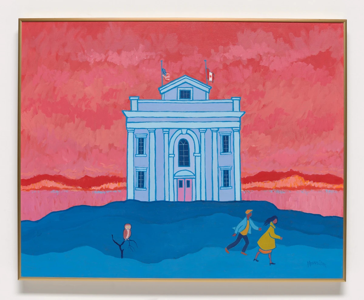 Ted Harrison, The Day of the Owl (September 11th, 2001), acrylic on canvas, 2001 - view 2