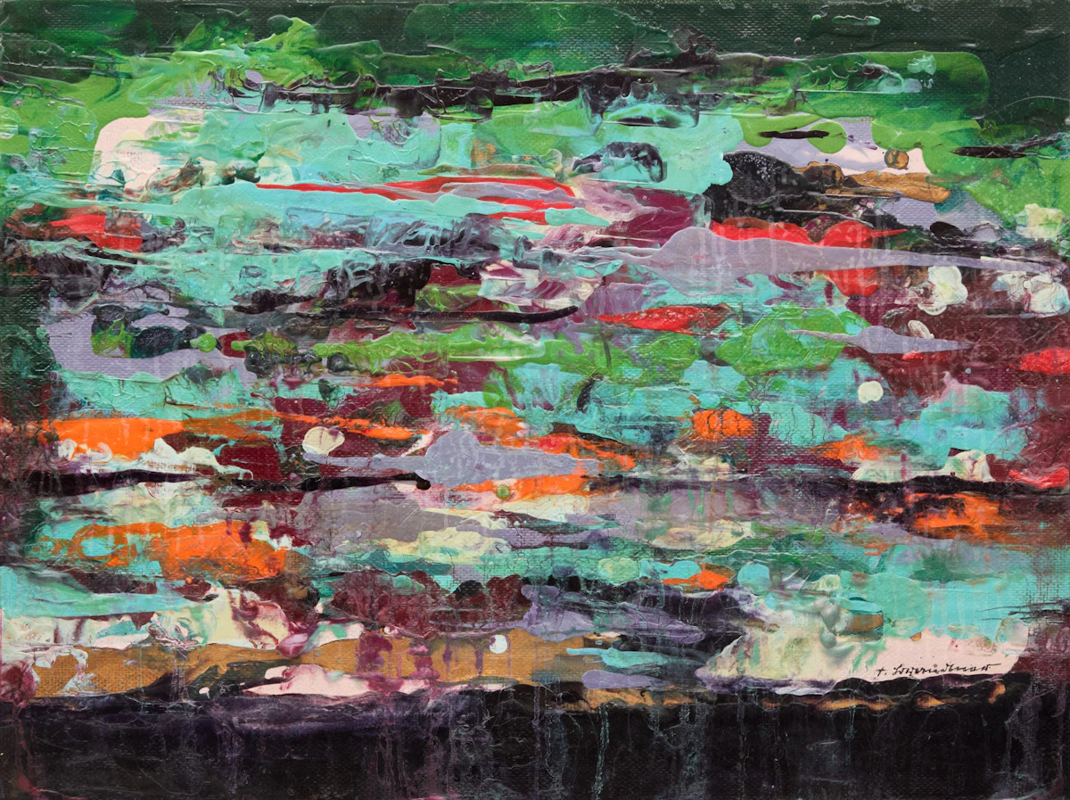 Fritz Brandtner, Composition, encaustic on board