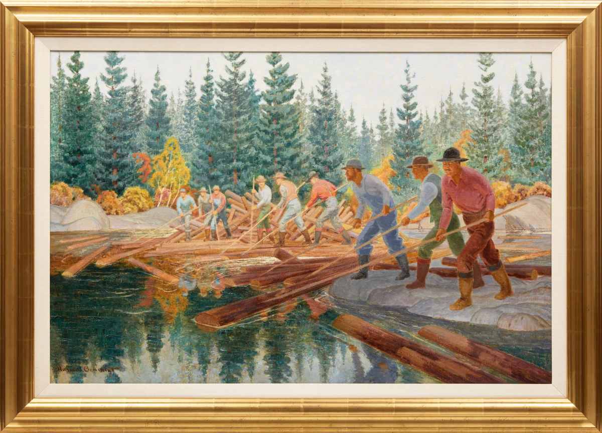 Thomas Harold Beament, Log Drivers, Saguenay, oil on canvas - view 2