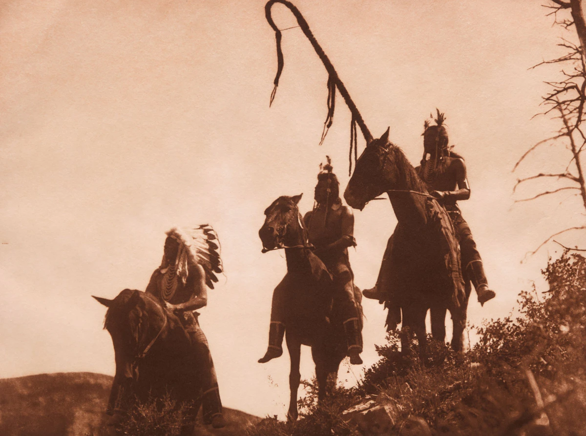 Edward S. Curtis, In a Piegan Lodge and Apsaroke War Group, two photogravures - view 4