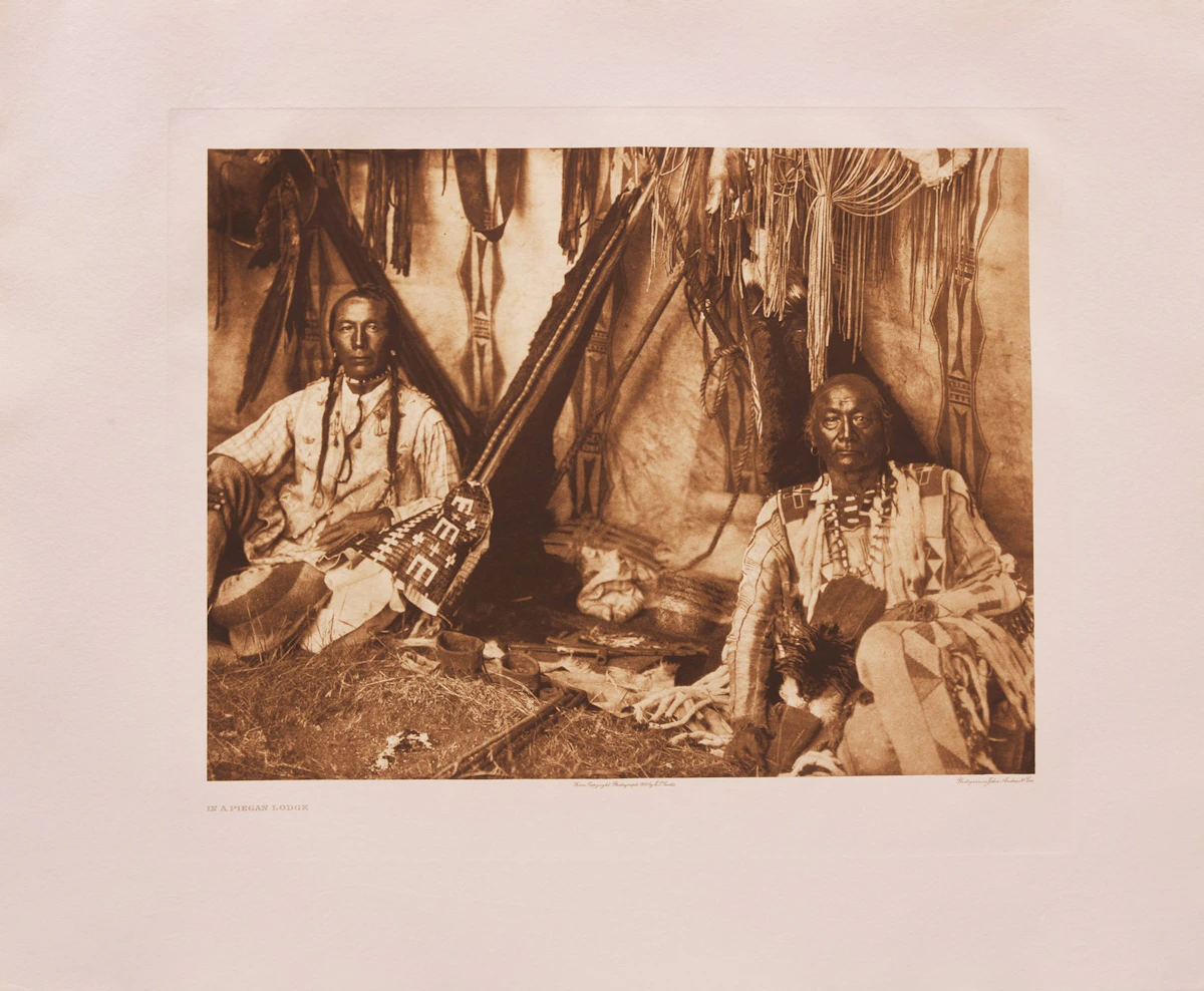 Edward S. Curtis, In a Piegan Lodge and Apsaroke War Group, two photogravures - view 2