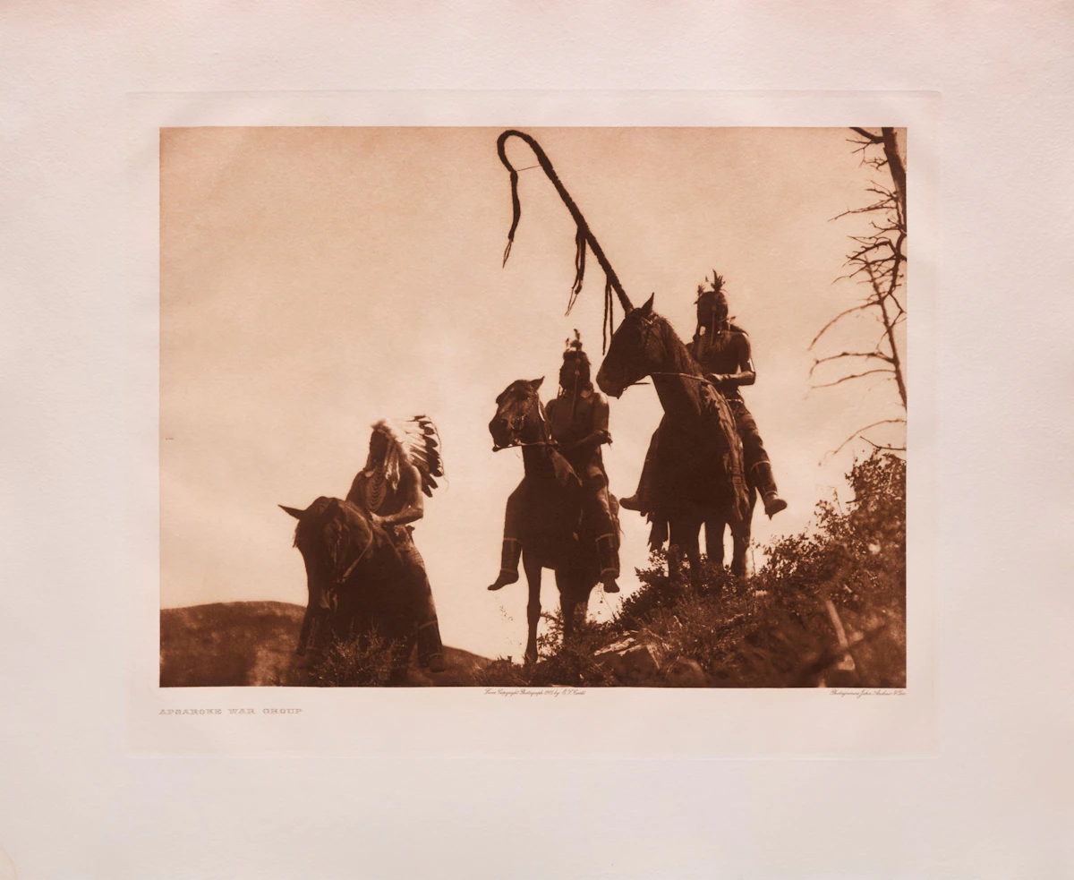 Edward S. Curtis, In a Piegan Lodge and Apsaroke War Group, two photogravures - view 5