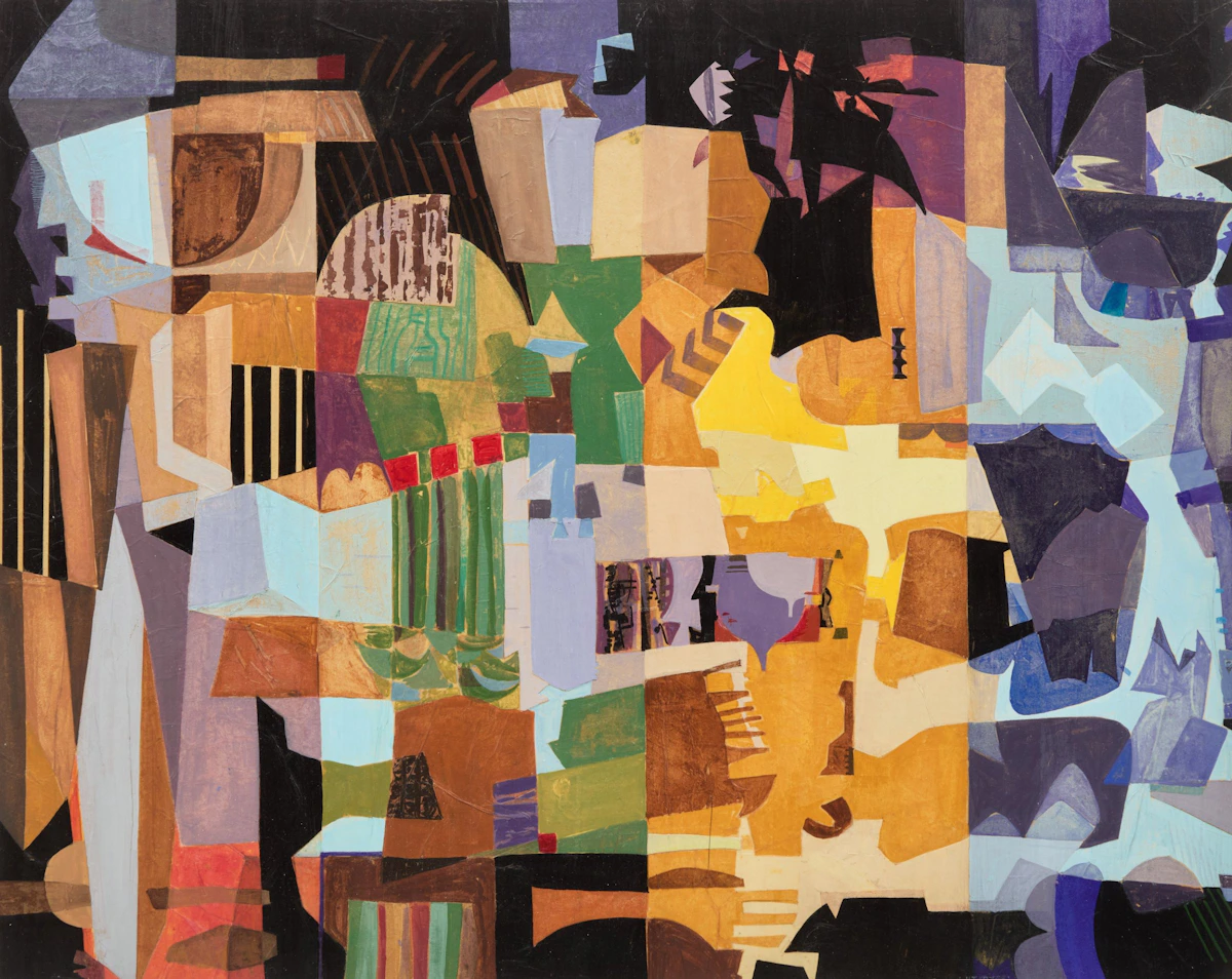 Ronald York Wilson, Four Corners of the Earth, gouache and collage on illustration board