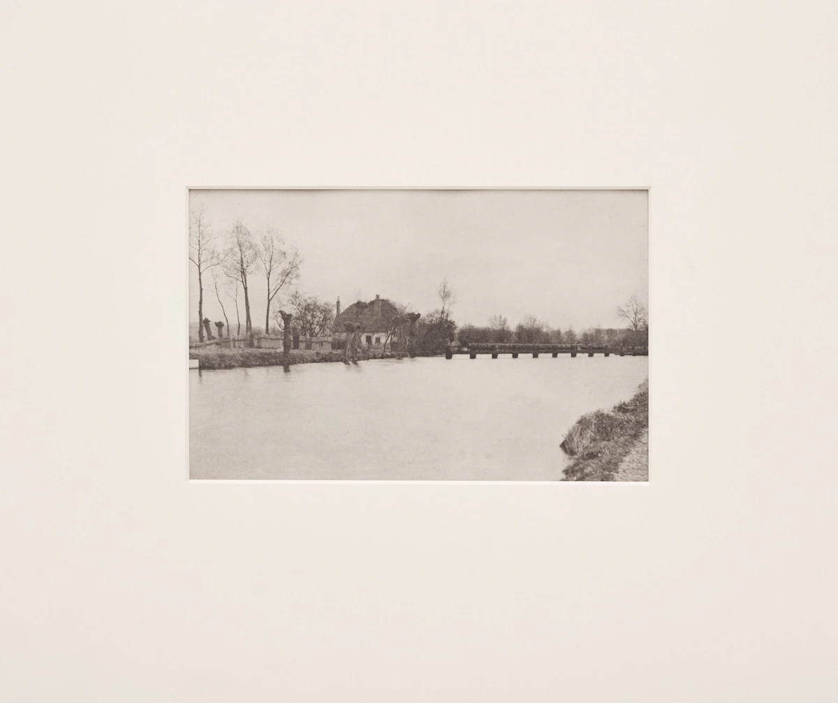 Peter Henry Emerson, A Rainy Day at Flanders Weir (Bridge) and King's Weir, River Lea, Plate XXII, two photogravures, circa 1880 - view 5