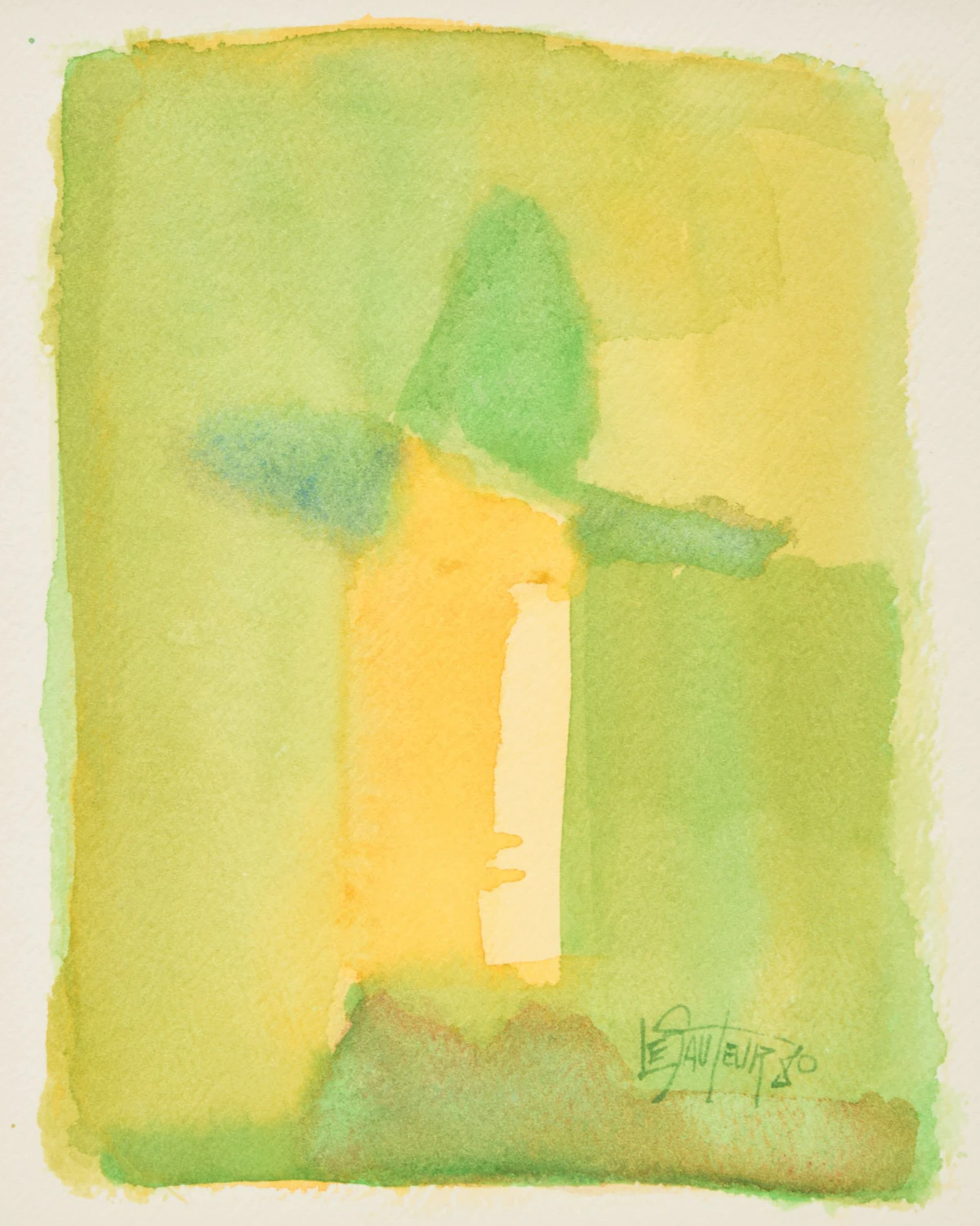 Claude Le Sauteur, Man with Green Hat, watercolour on paper