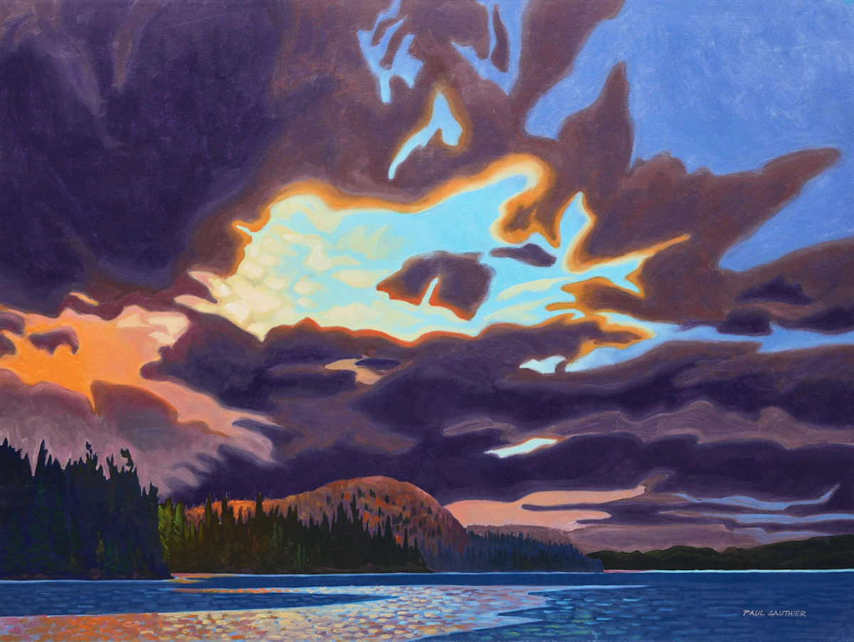 Paul Gauthier, November Sunset, Algonquin Park, acrylic on canvas
