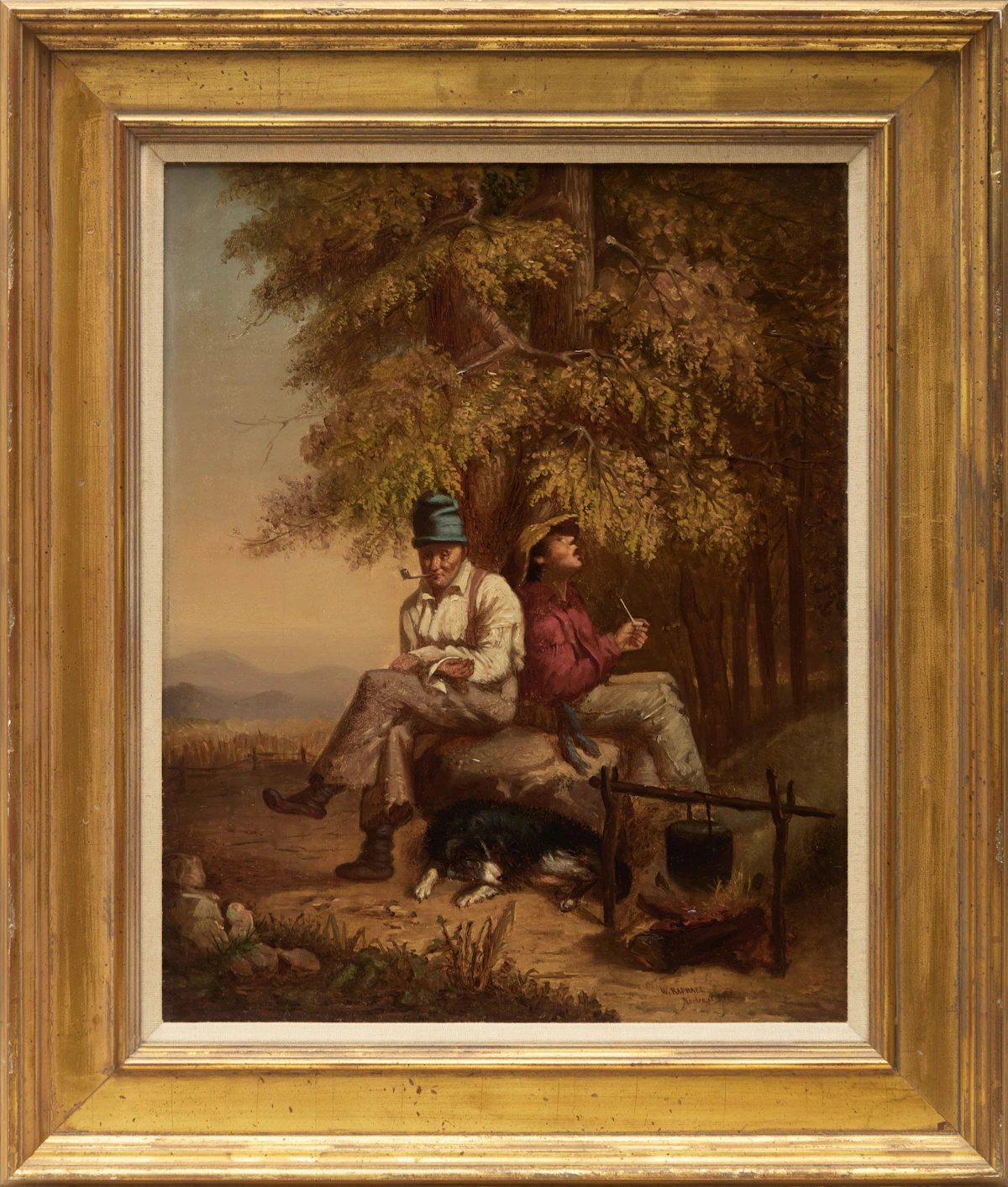 William Raphael, Les habitants et leur chien, oil on canvas, 1860 - view 2