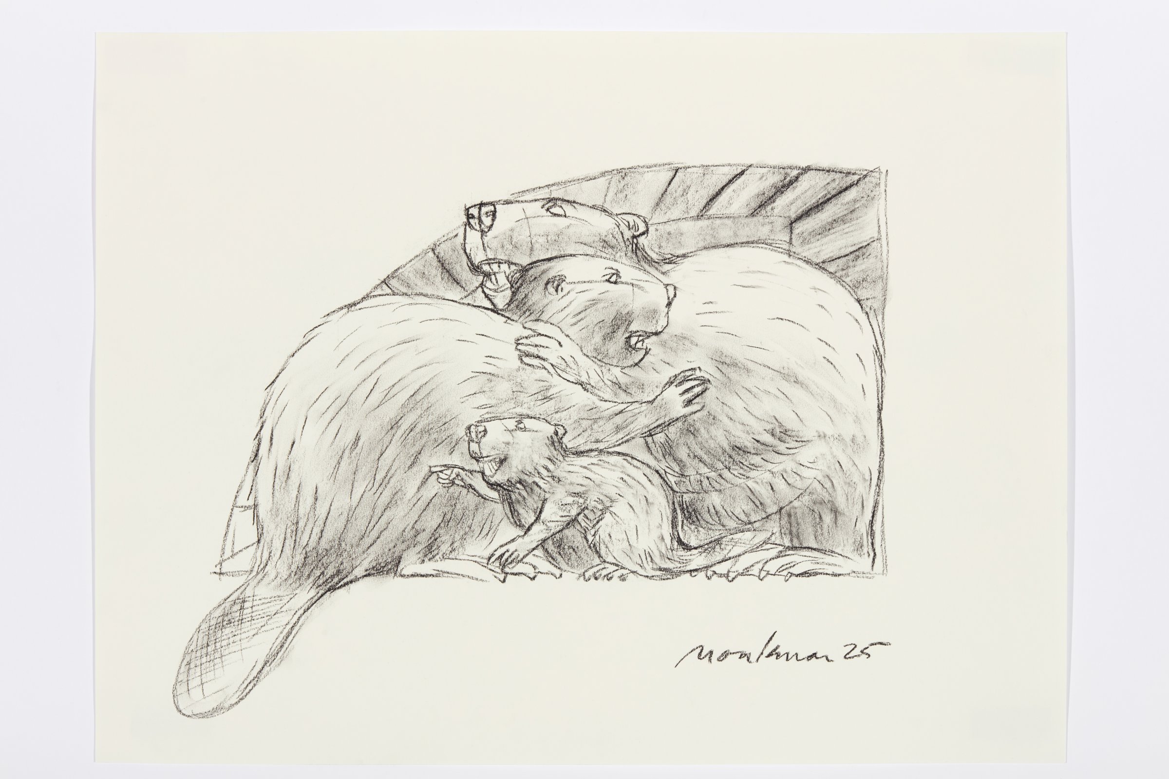 Charcoal Study for The Colony (pêyakohêwâmak, One Family) by Kent Monkman