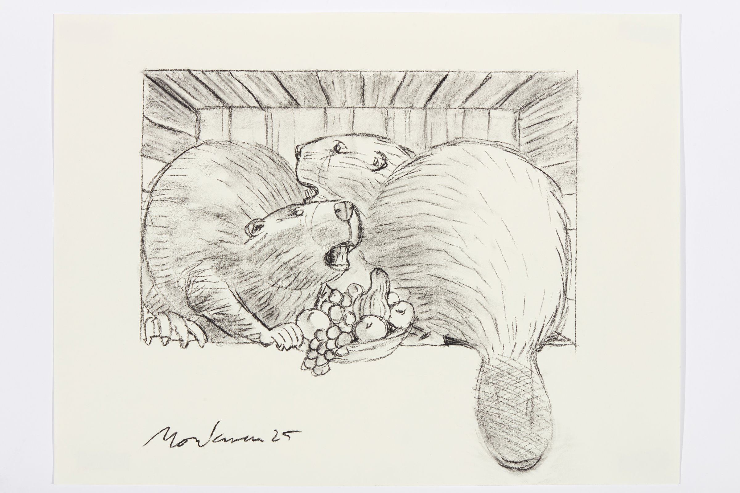 Charcoal Study for The Colony (watapîwiwas, Basket) by Kent Monkman