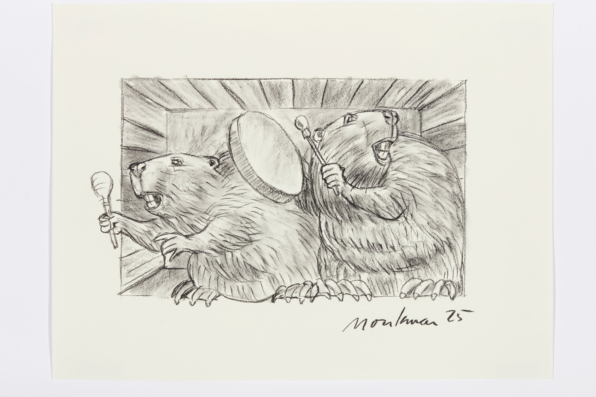 Charcoal Study for The Colony (Rattle and Drum) by Kent Monkman
