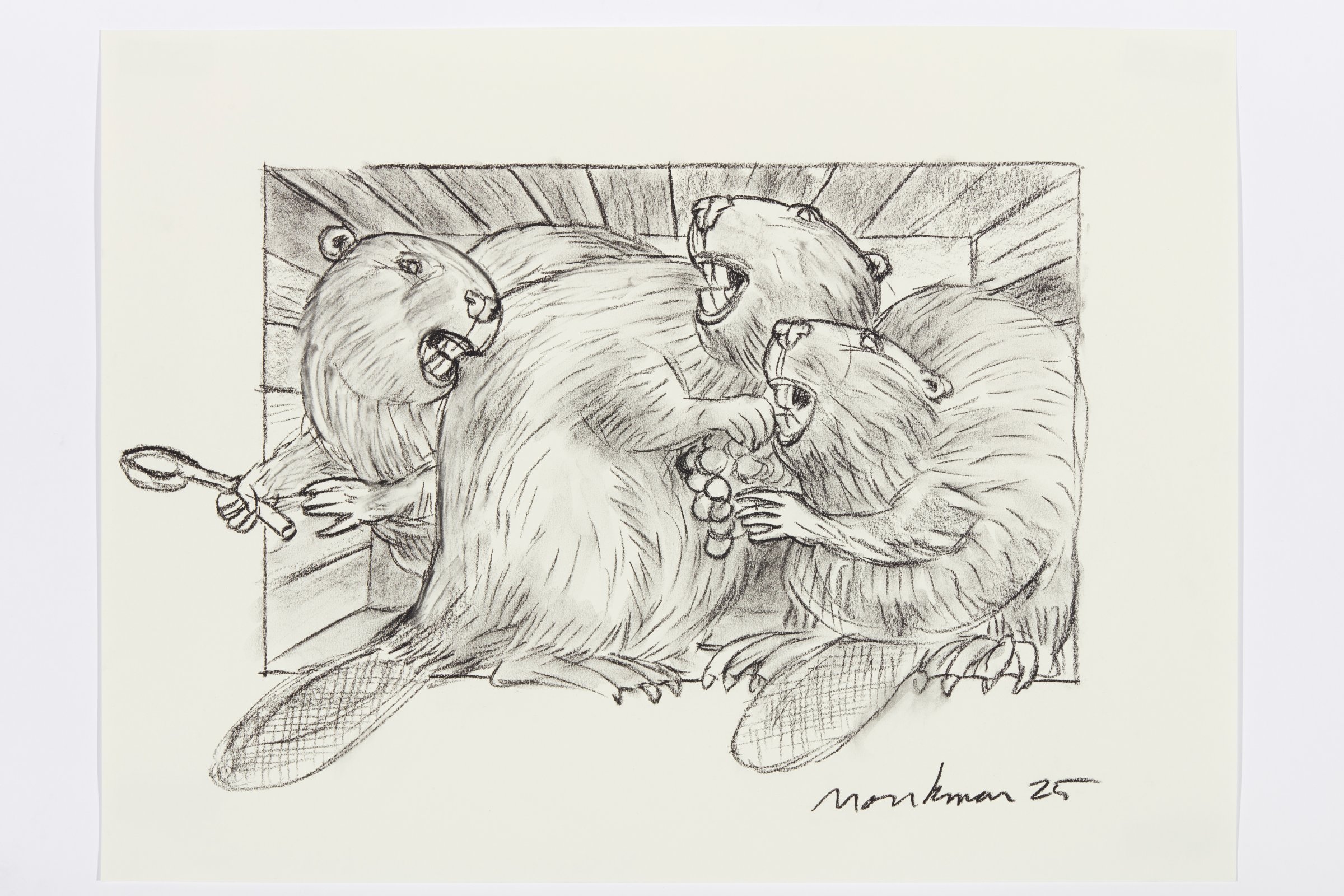 Charcoal Study for The Colony (One Spoon) by Kent Monkman