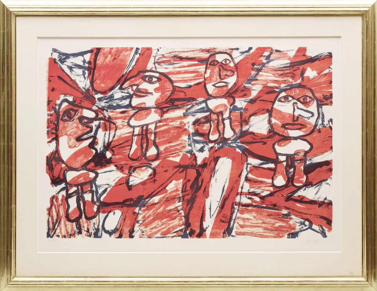 Jean Dubuffet, Les passants, colour lithograph, 1982 - view 2