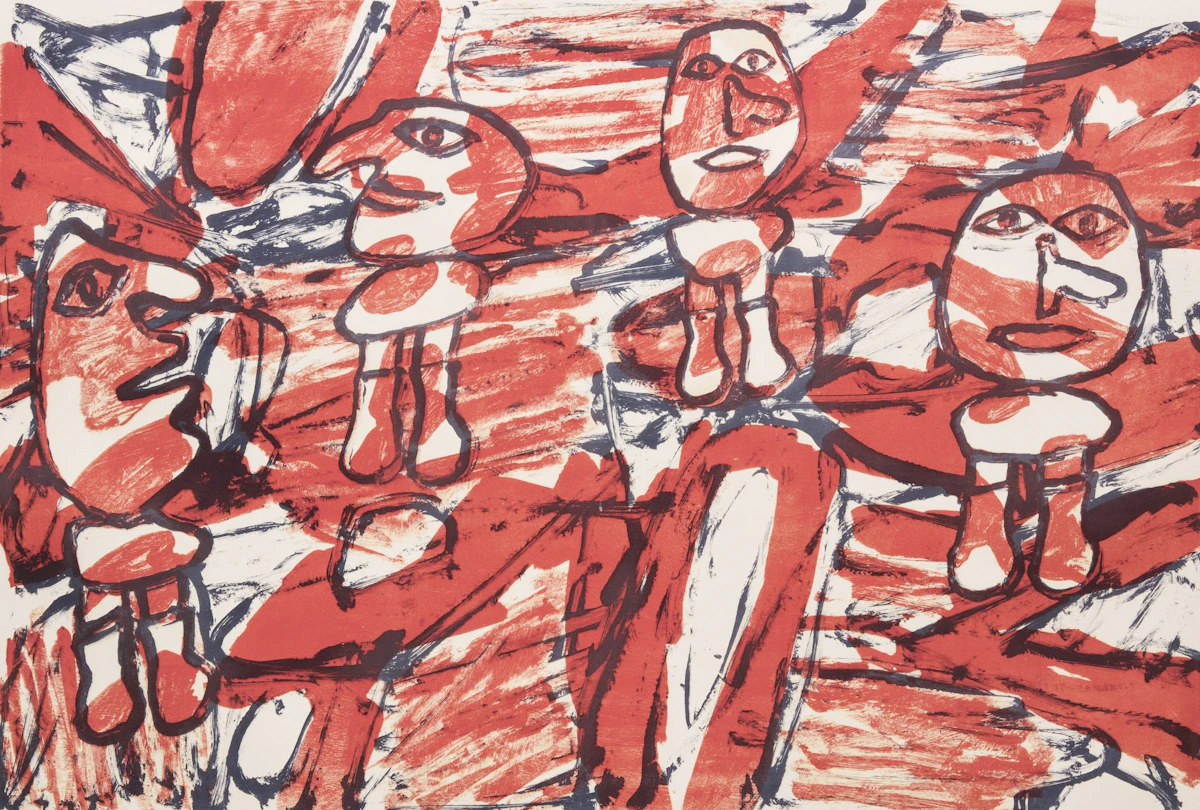 Jean Dubuffet, Les passants, colour lithograph