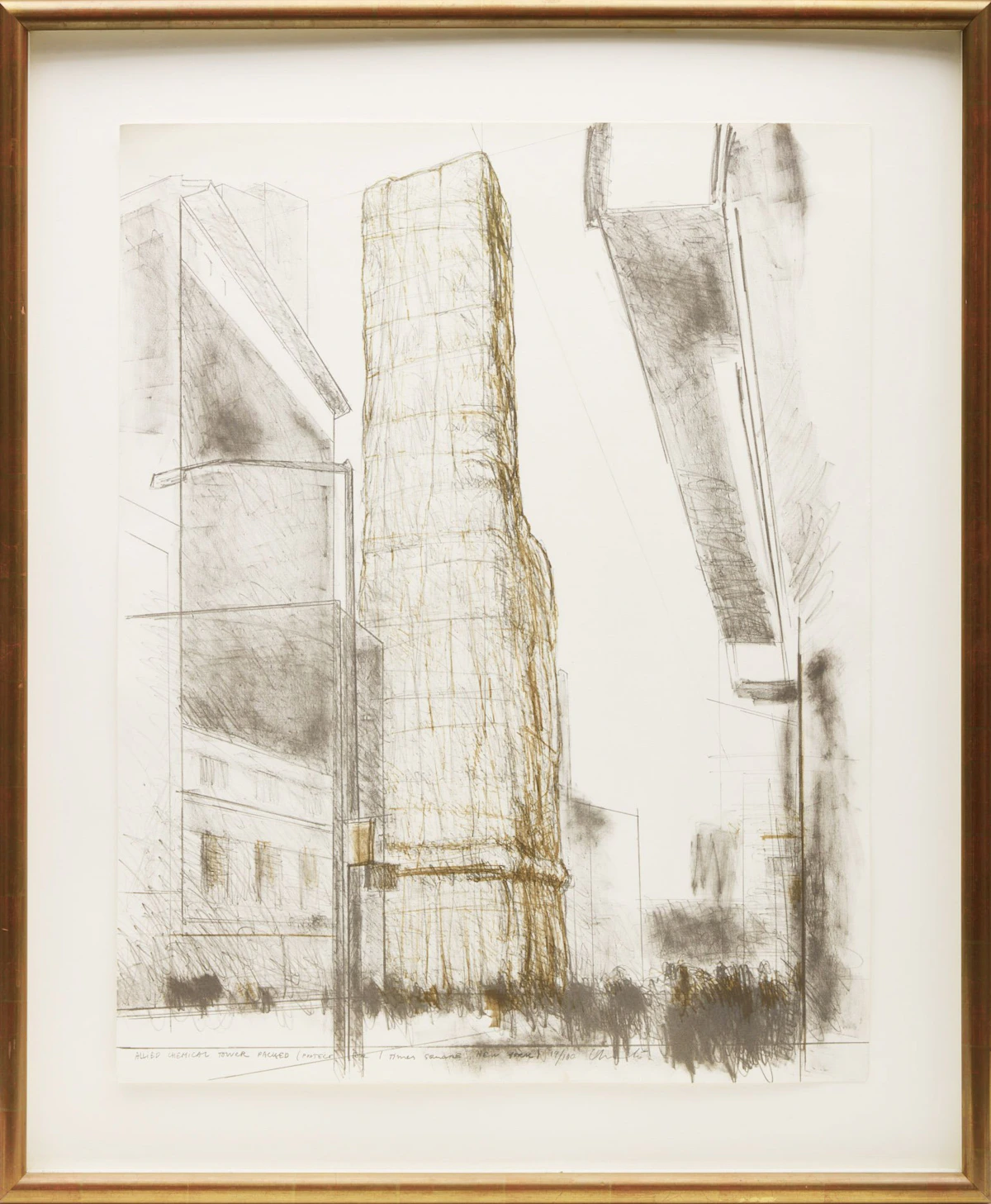 Christo, Allied Chemical Tower, Packed, Project for 1 Times Square, New York, from (Some) Not Realized Projects (S. and B. 39), coloured lithograph - view 2